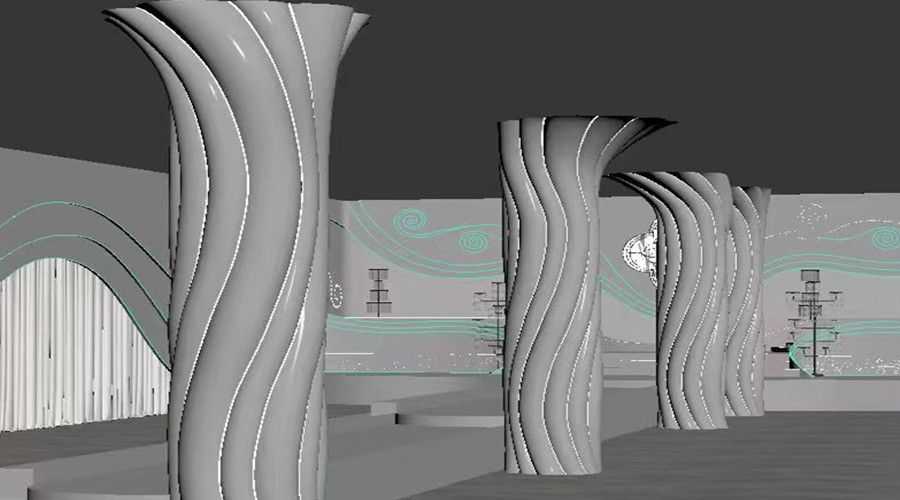 四川達(dá)州宏帆巴人廣場(chǎng)--飾紀(jì)上品GRG麻花柱子造型項(xiàng)目